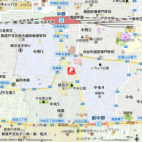 中野南口付近の地図